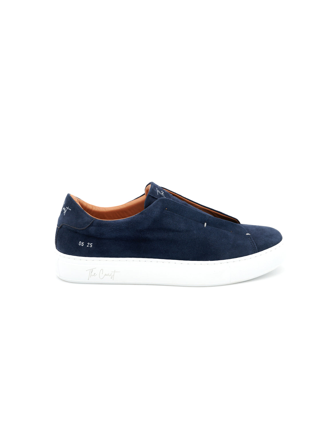 Benni Slip-In Sneaker in Navy von der Seite mit weißer Sohle