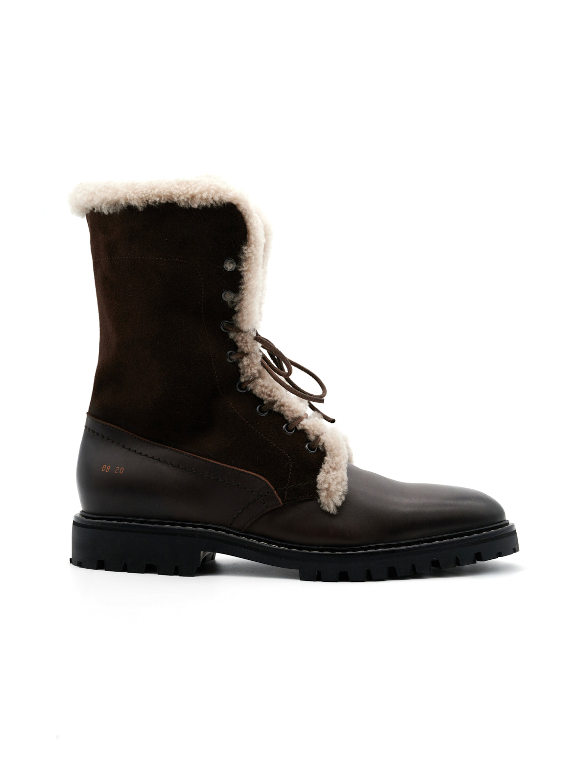 Silvio Winterstiefel in Braun – Seitenansicht mit Curly Lamm