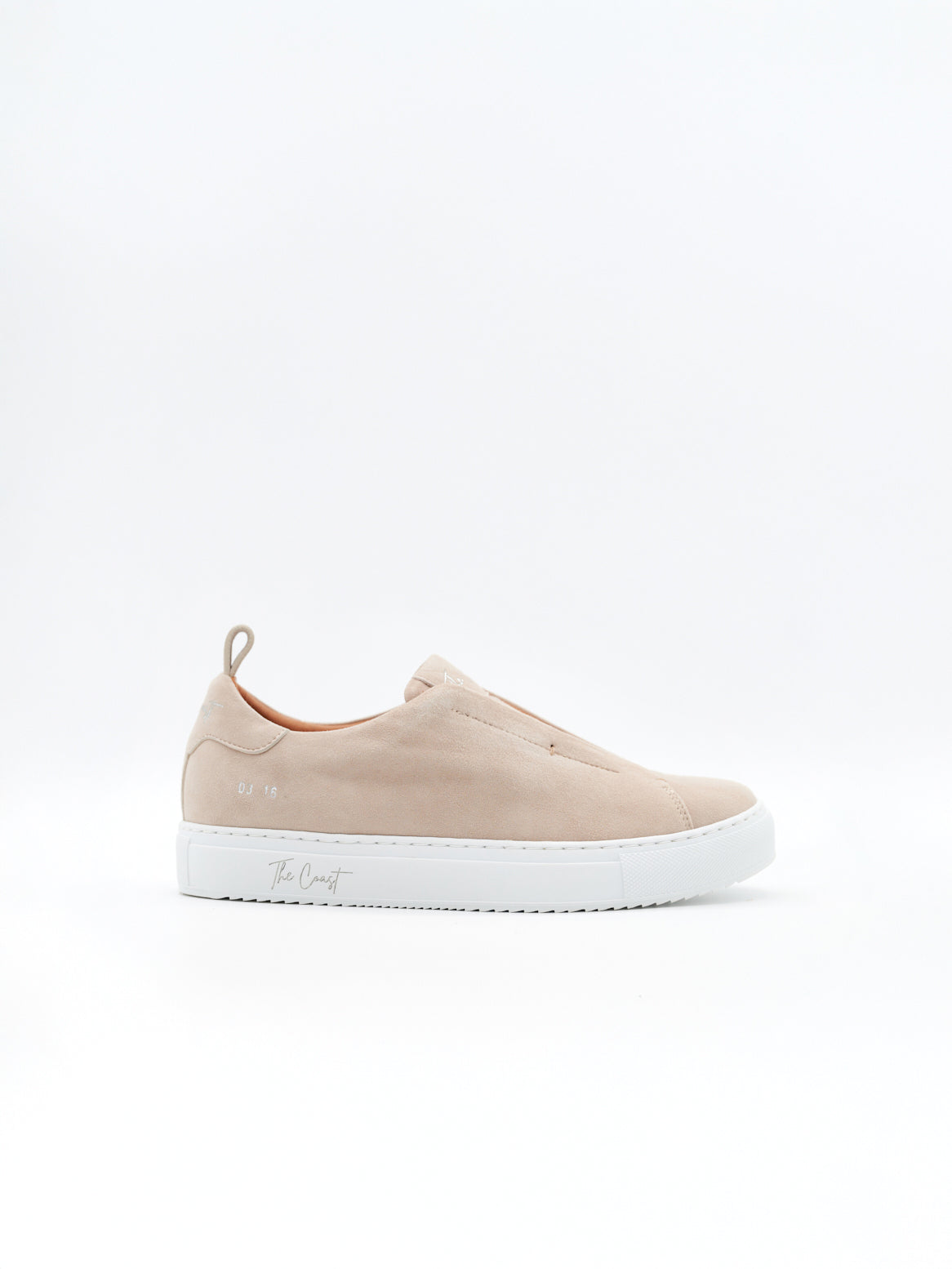 Lexa Slip-In Damen Sneaker aus sandfarbenem Ziegenvelours mit Gummisohle