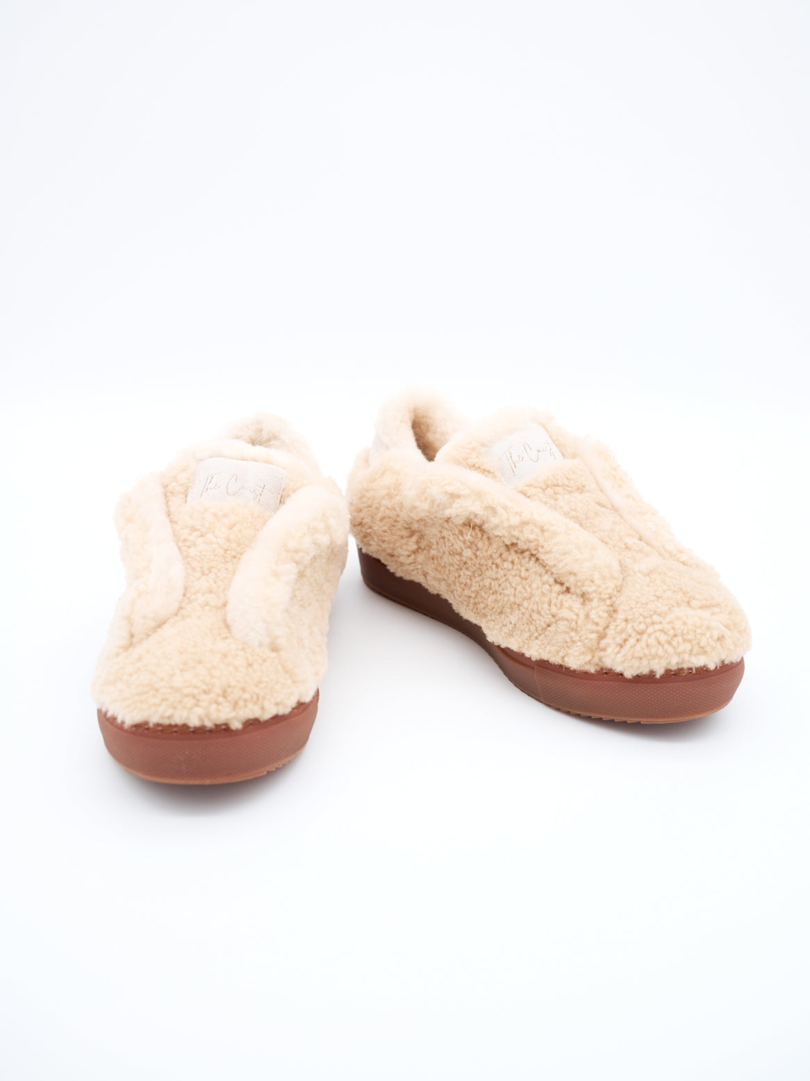 Amelia Slip-In aus Bouclé mit Lammfellfutter in Creme