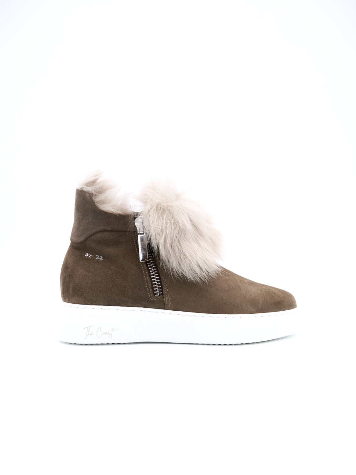 Grazia Chelsea Sneaker in Taupe mit Lammfellbesatz – Seitenansicht