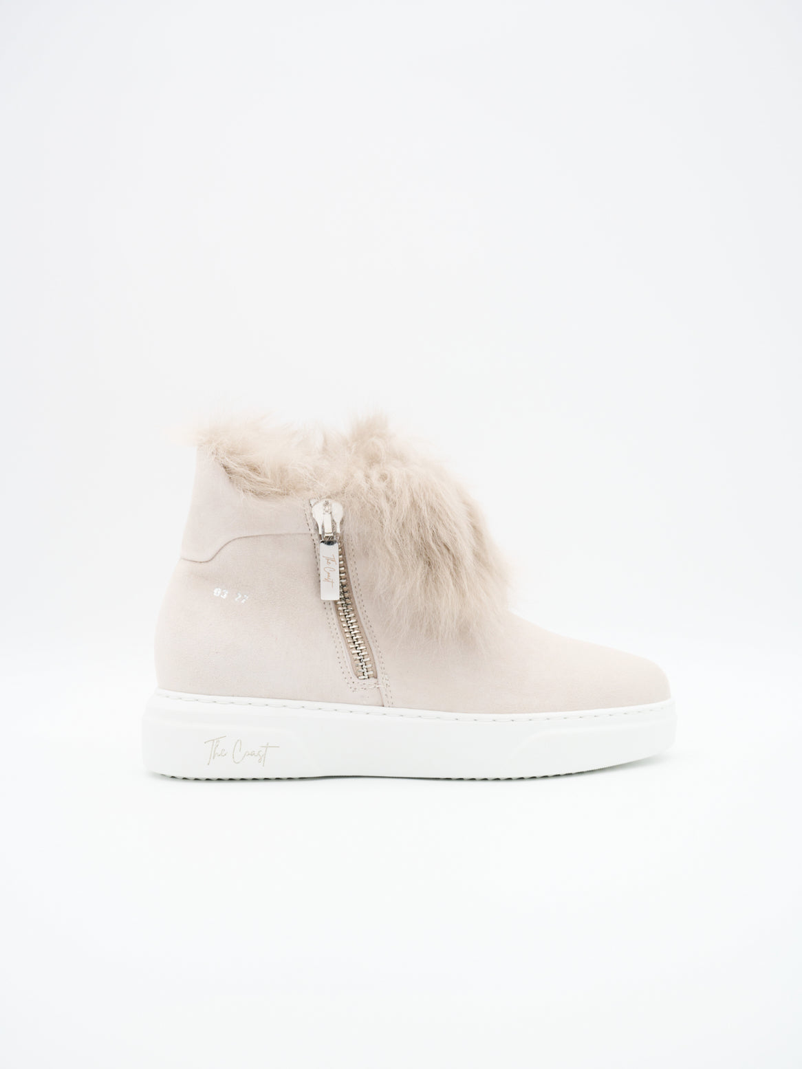 Chelsea Sneaker Grazia in Creme mit Lammfellbesatz – Seitenansicht