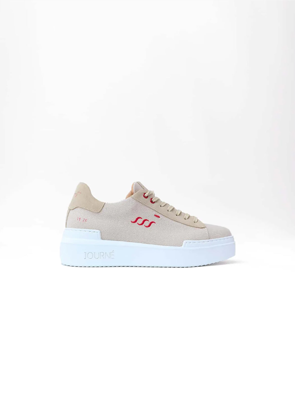 Siena Canvas Damen Sneaker aus Baumwolle in Sand – Seitenansicht