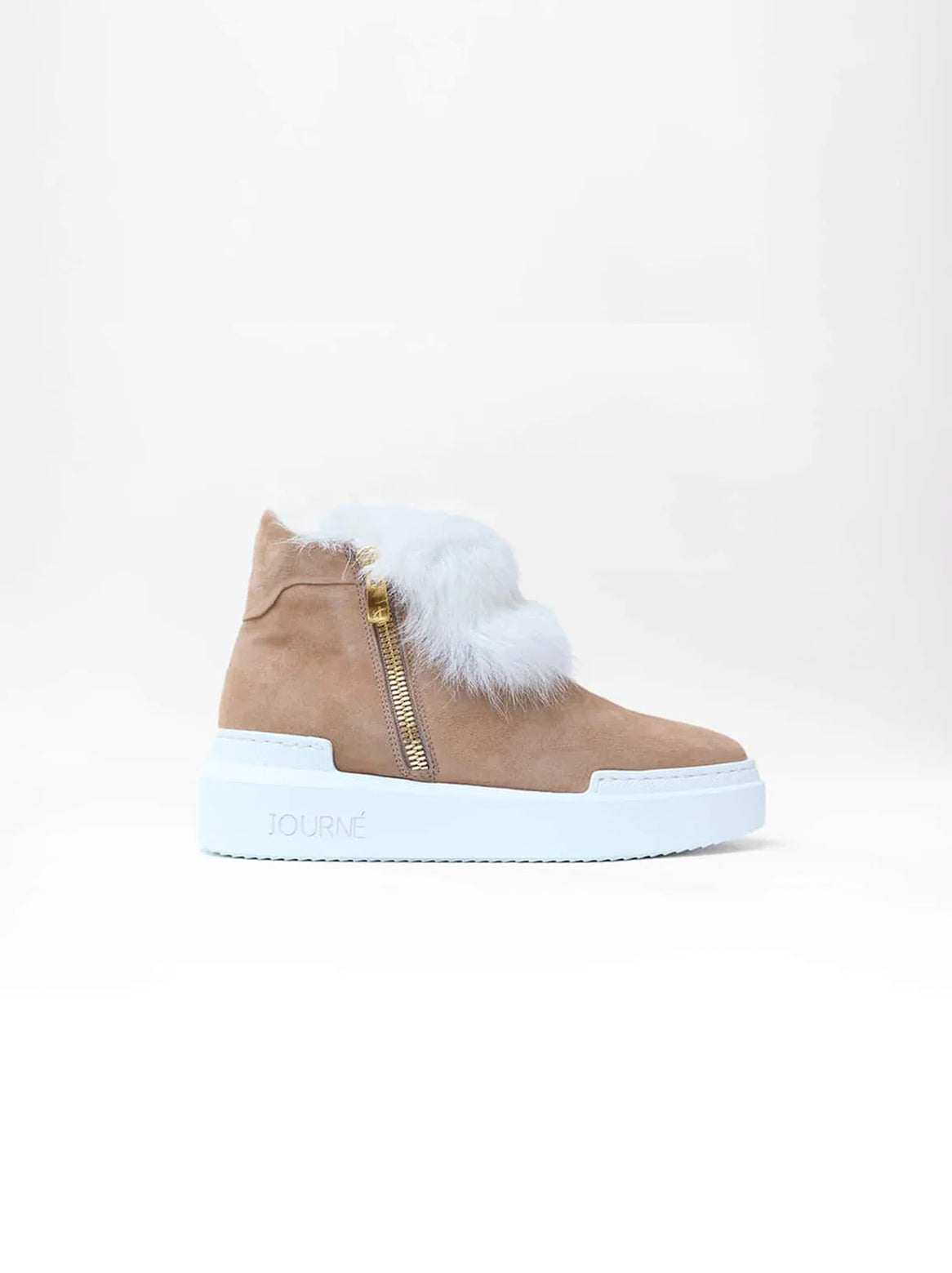 Grazia Chelsea Stiefel in Camel – Seitenansicht mit weißer Sohle