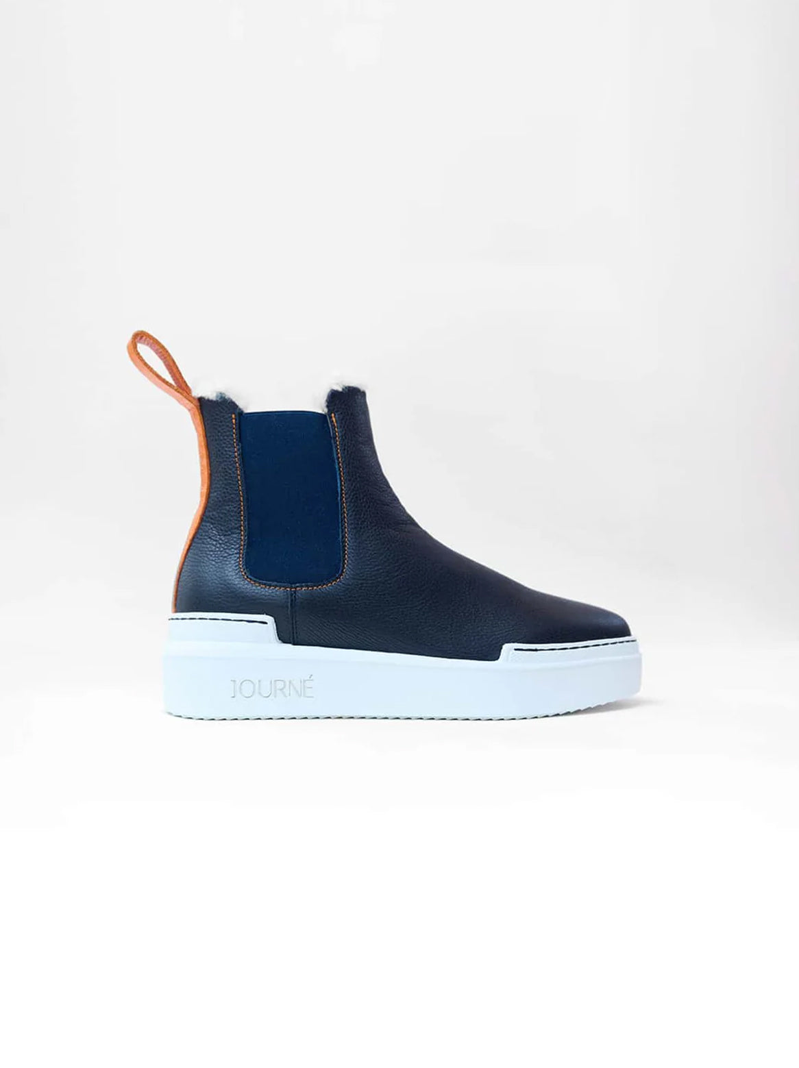 Giulia Chelsea Stiefel in Blau mit Lammfell und Sneaker-Sohle