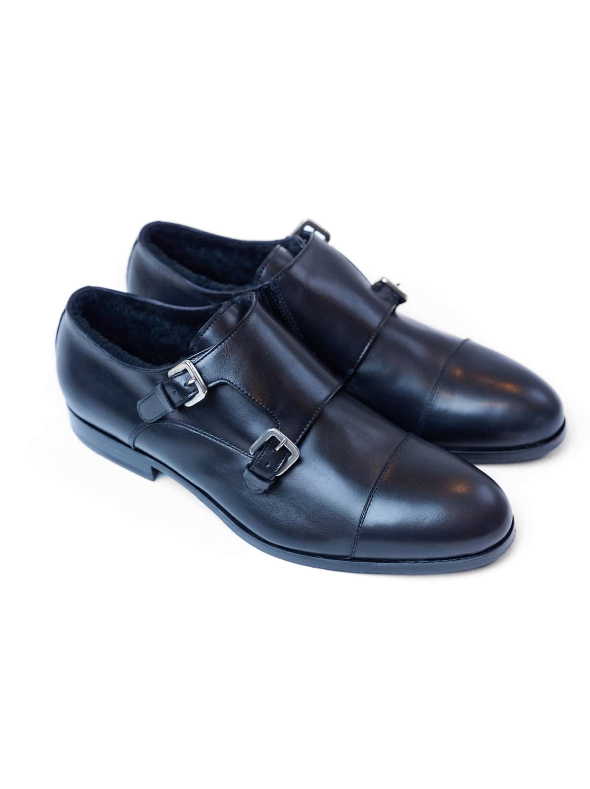 Schwarzer Doppelmonk Schuh – Paaransicht