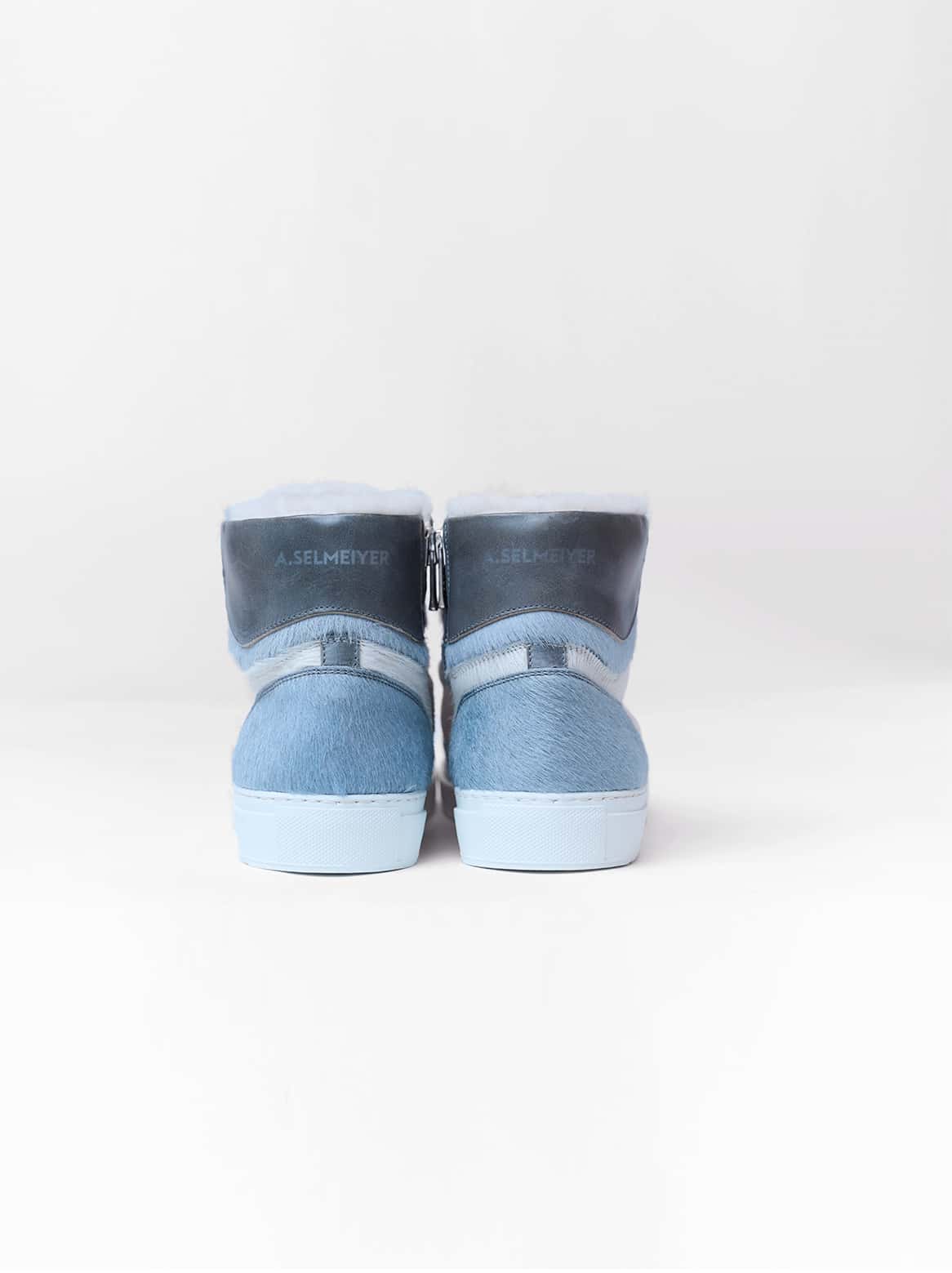 Luca High-Tops in Weiß-Grau – Rückansicht mit Kontrastdetails