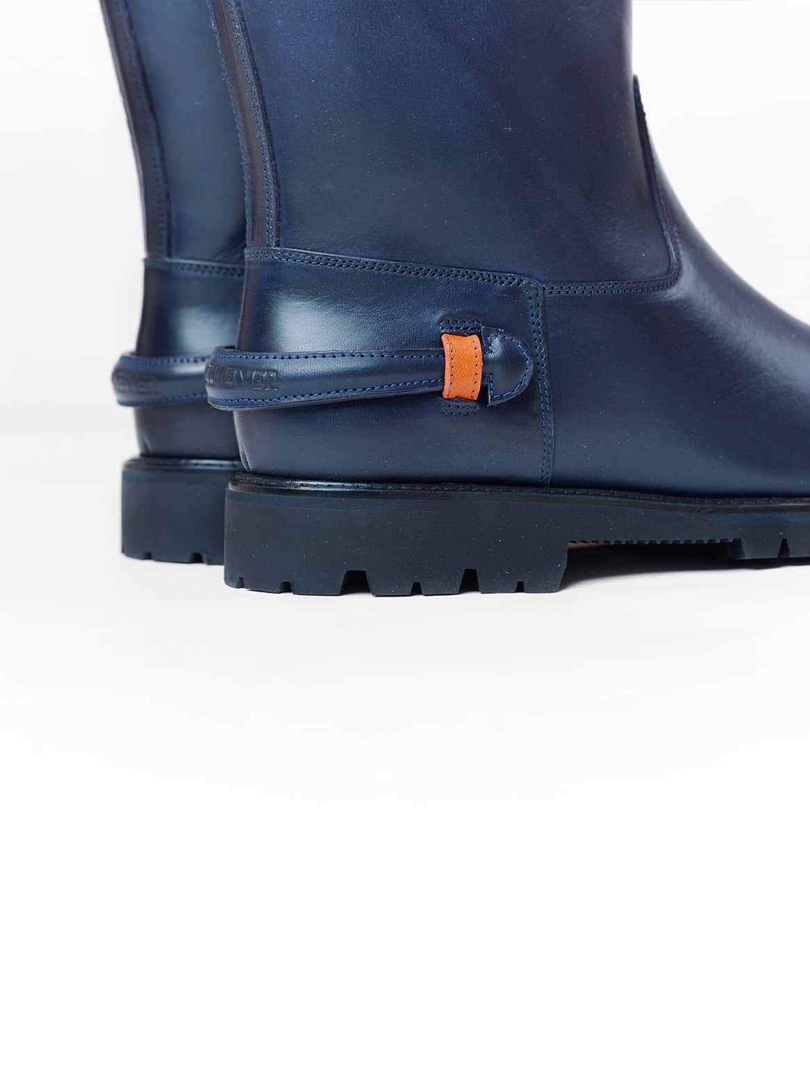 Detailaufnahme Ferse mit Kalbslederstruktur – Florenzo Stiefel