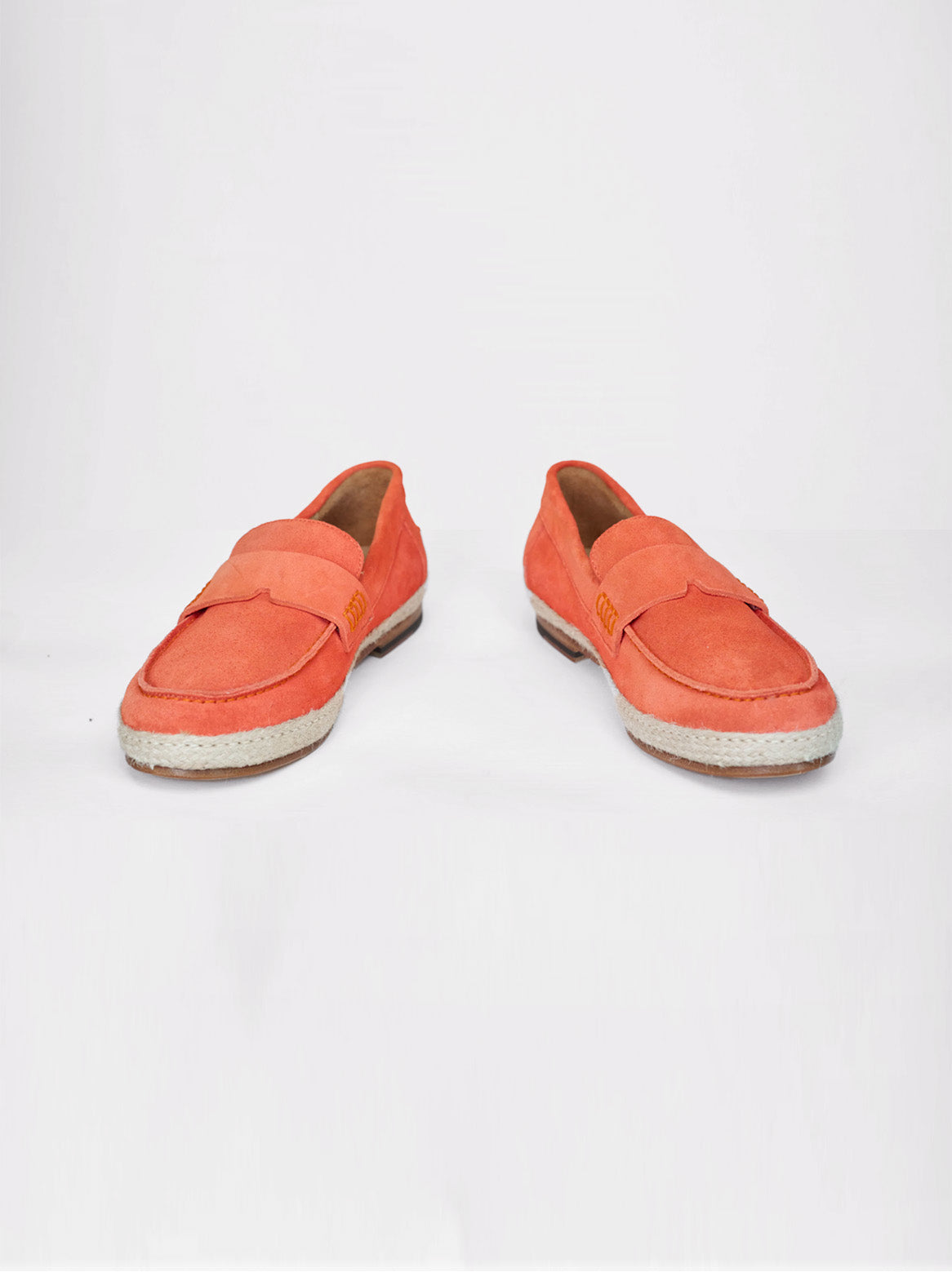 Obenansicht der Capri Espadrilles in Orange – Sommerschuhe handgefertigt in Italien