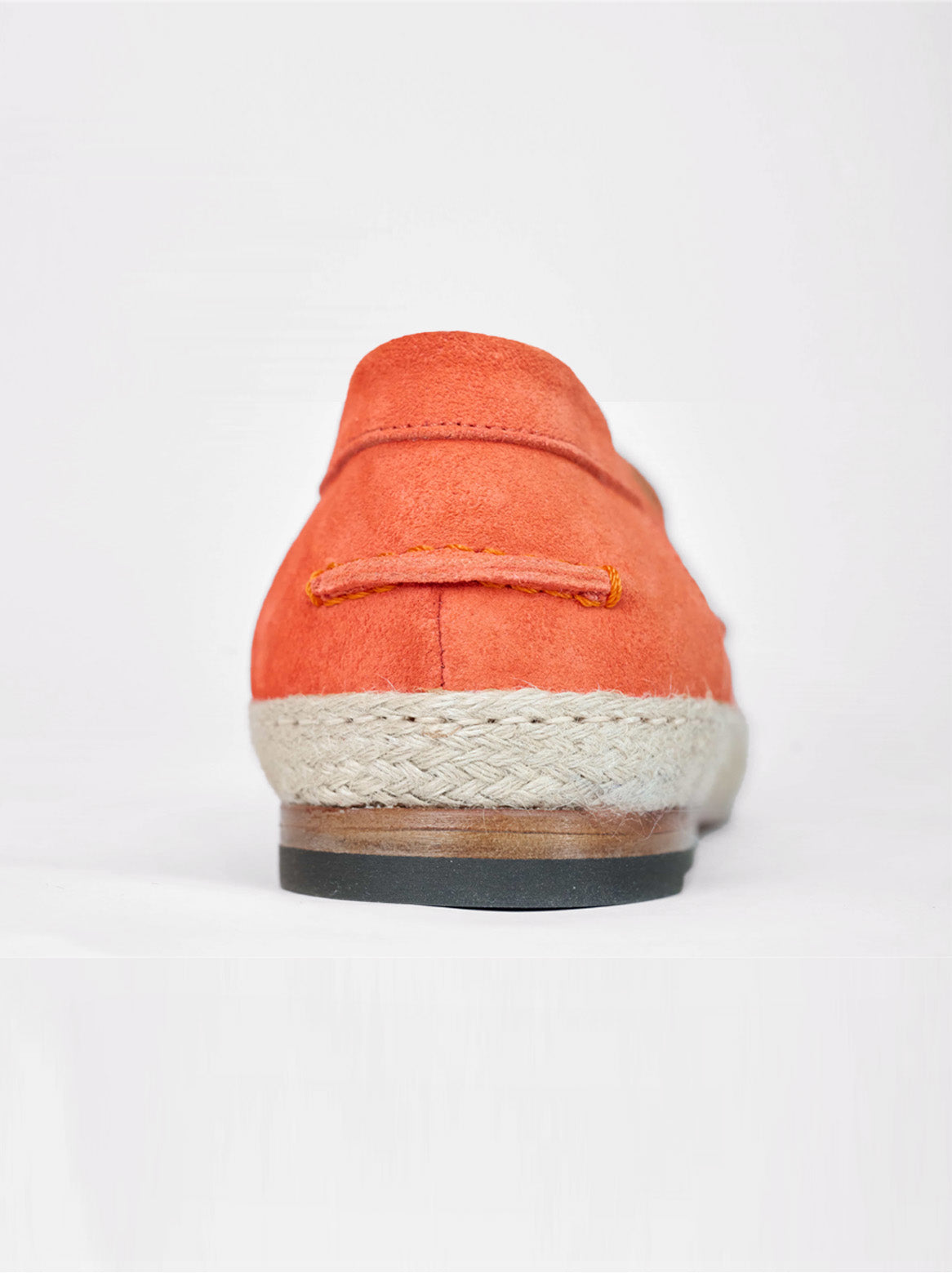 Capri Espadrilles Orange – Rückansicht mit Ledersohle und Juterand