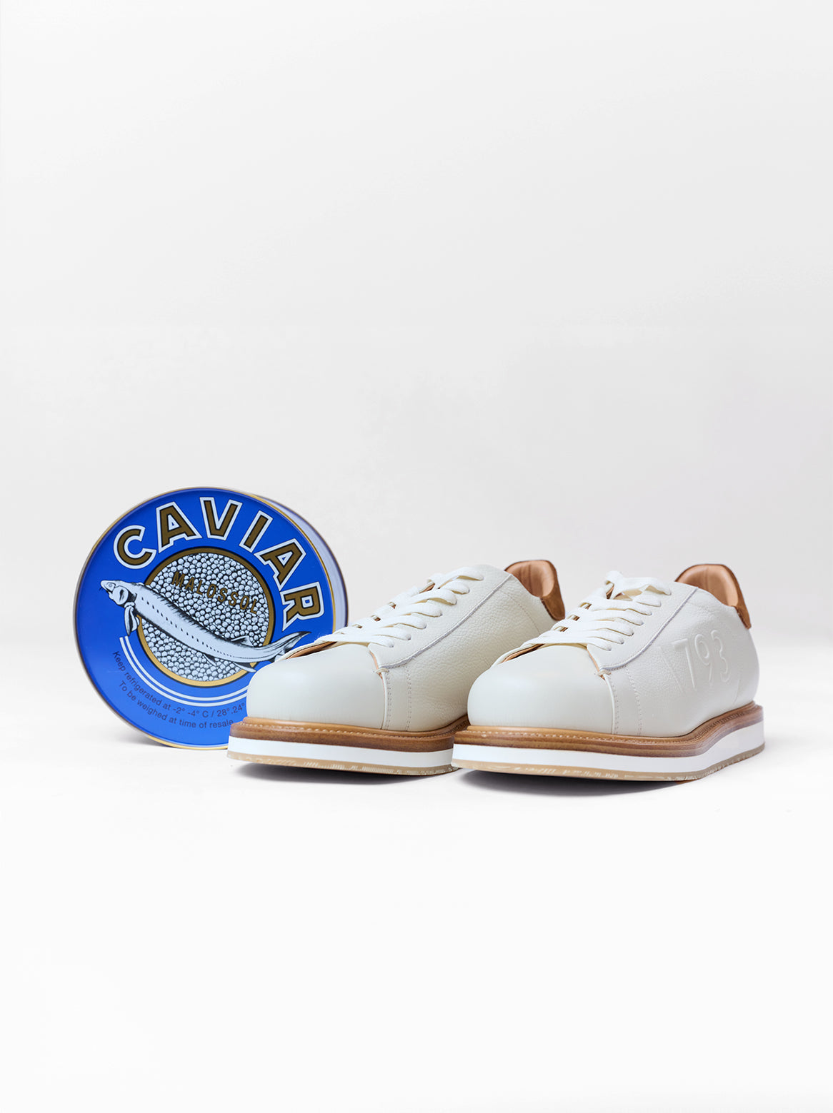 Silvio Rahmengenähter Sneaker Creme
