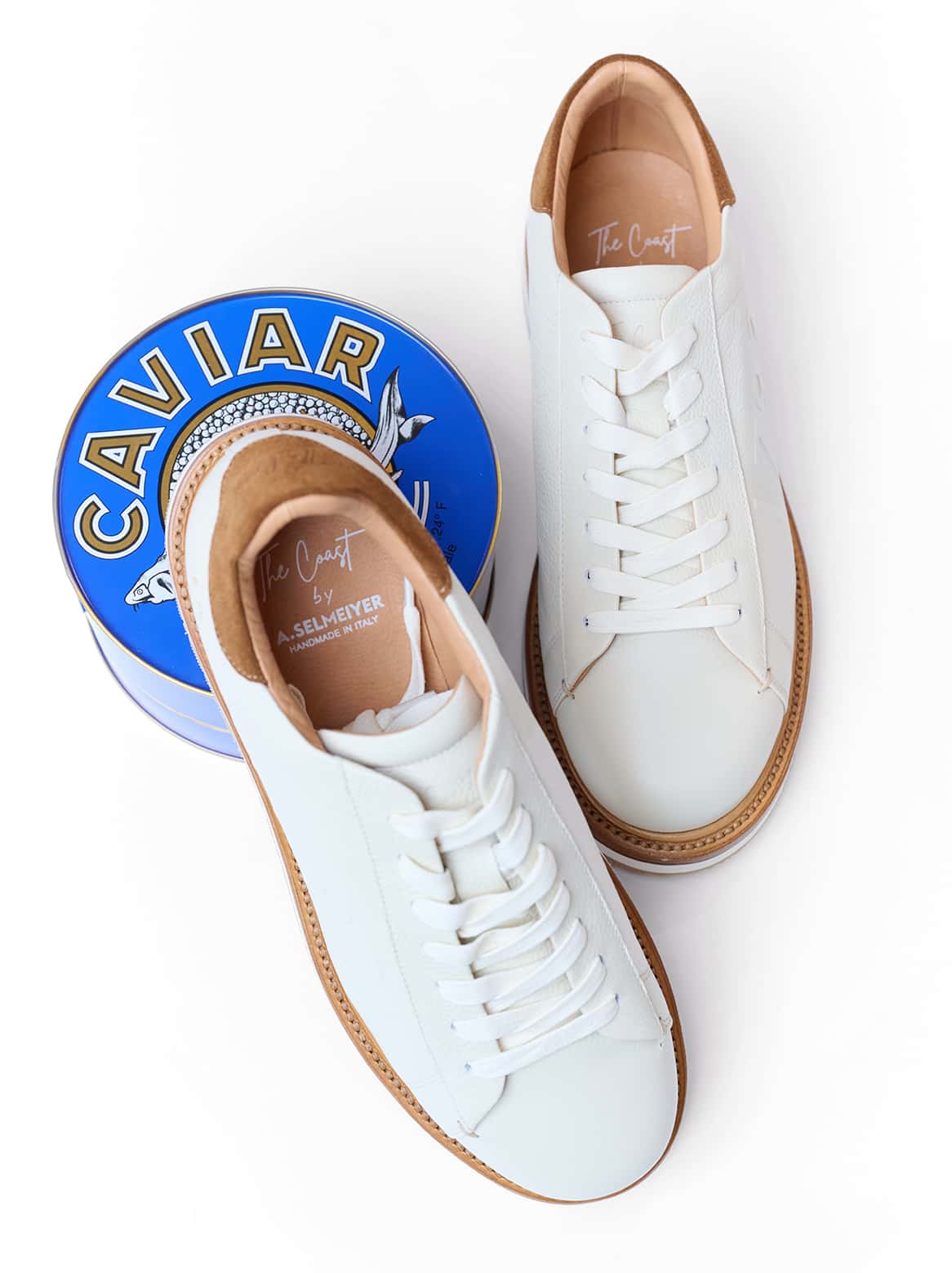 Silvio Rahmengenähter Sneaker Creme