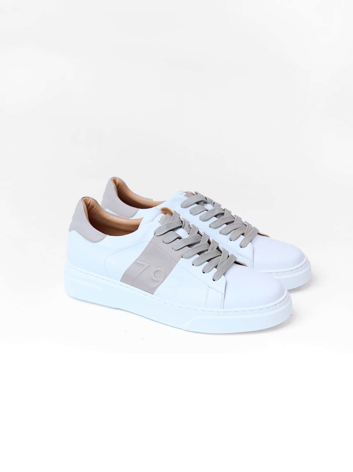 Armando Sneaker 1793 Weiß mit Streifen Taupe